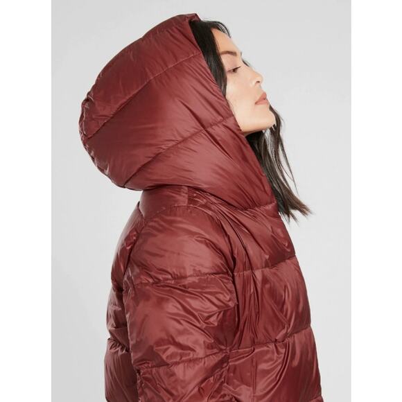 NWOT Athleta XS Burgundy Lofty Down Hooded Coat Puffer Parka Maple Maroon Red - Picture 5 of 16